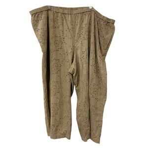 J. Jill | Pure Jill Eyelet Wide-Leg Crop Pants Pull On Pockets Beige NWT Size 4X